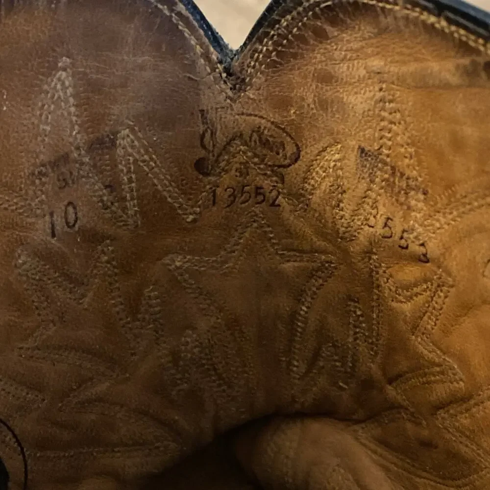 Vintage 1970s Justin Exotic Leather Men's Western Boots Size 10 C #T3552